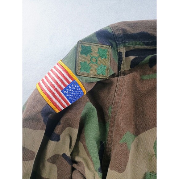 US ARMY Military Woodland Camo Coat BDU Large Long 8415-01-084-1644 patches *** - Picture 4 of 11